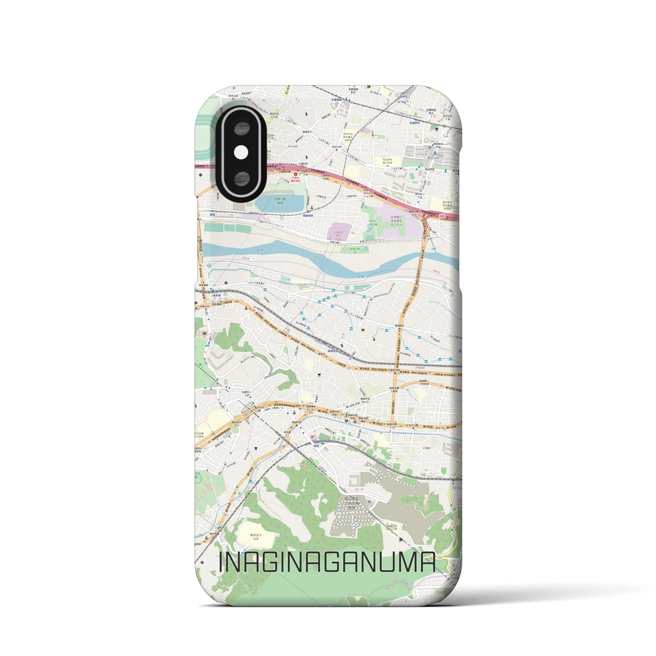 【稲城長沼(東京都)】地図柄iPhoneケース(バックカバータイプ)