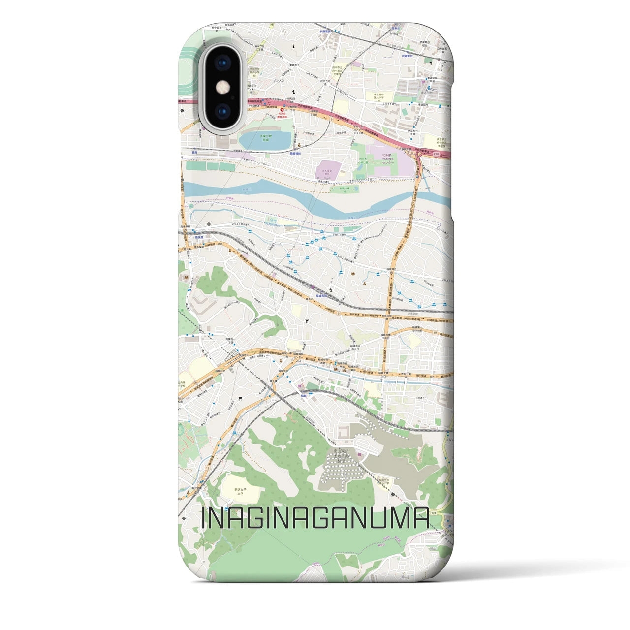 【稲城長沼(東京都)】地図柄iPhoneケース(バックカバータイプ)