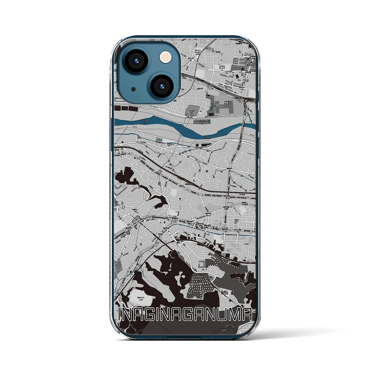 【稲城長沼(東京都)】地図柄iPhoneケース(クリアタイプ)