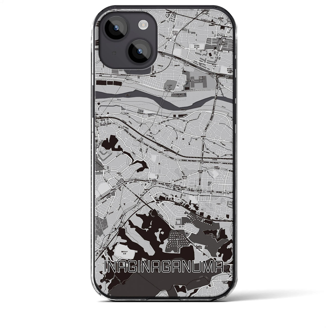 【稲城長沼(東京都)】地図柄iPhoneケース(クリアタイプ)