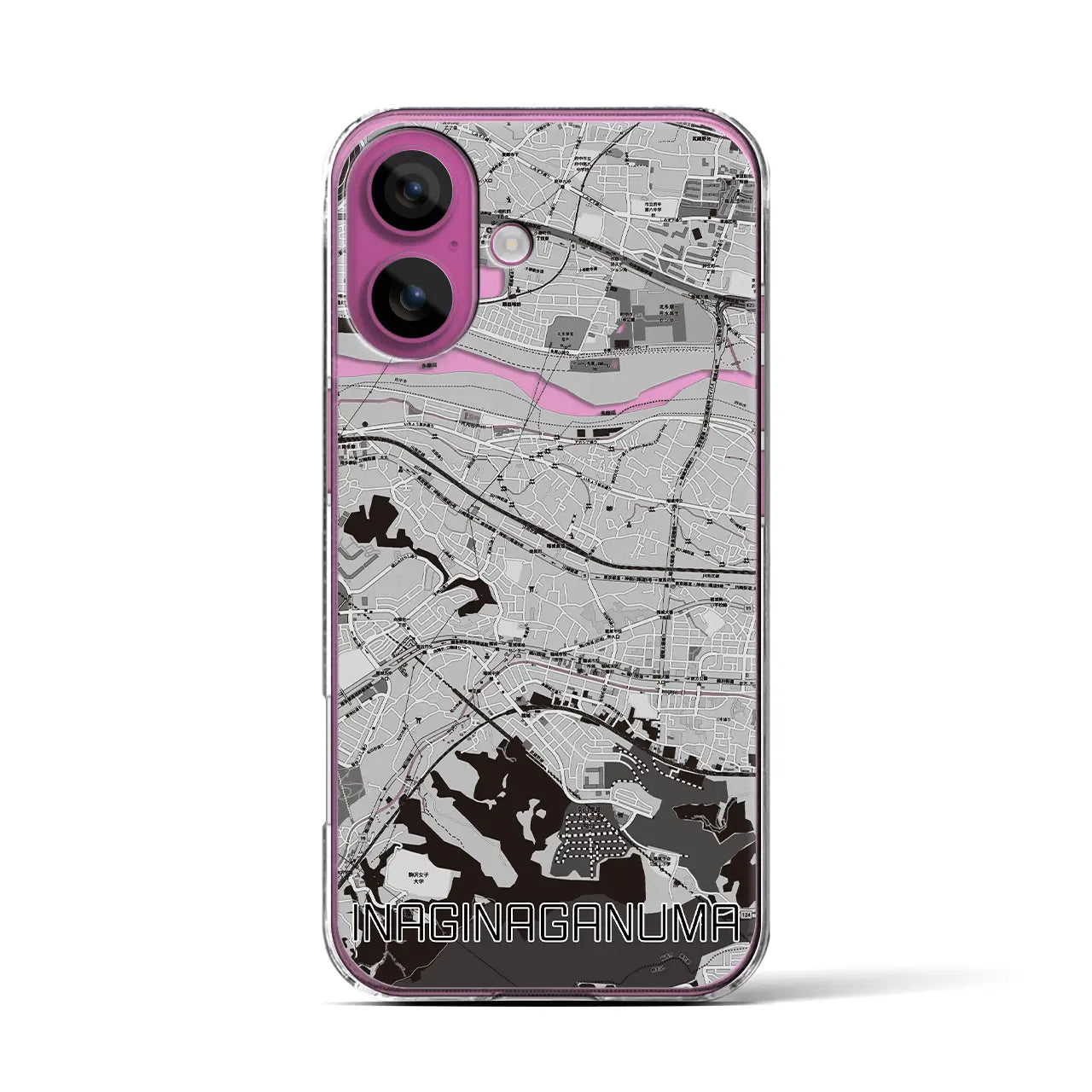 【稲城長沼(東京都)】地図柄iPhoneケース(クリアタイプ)
