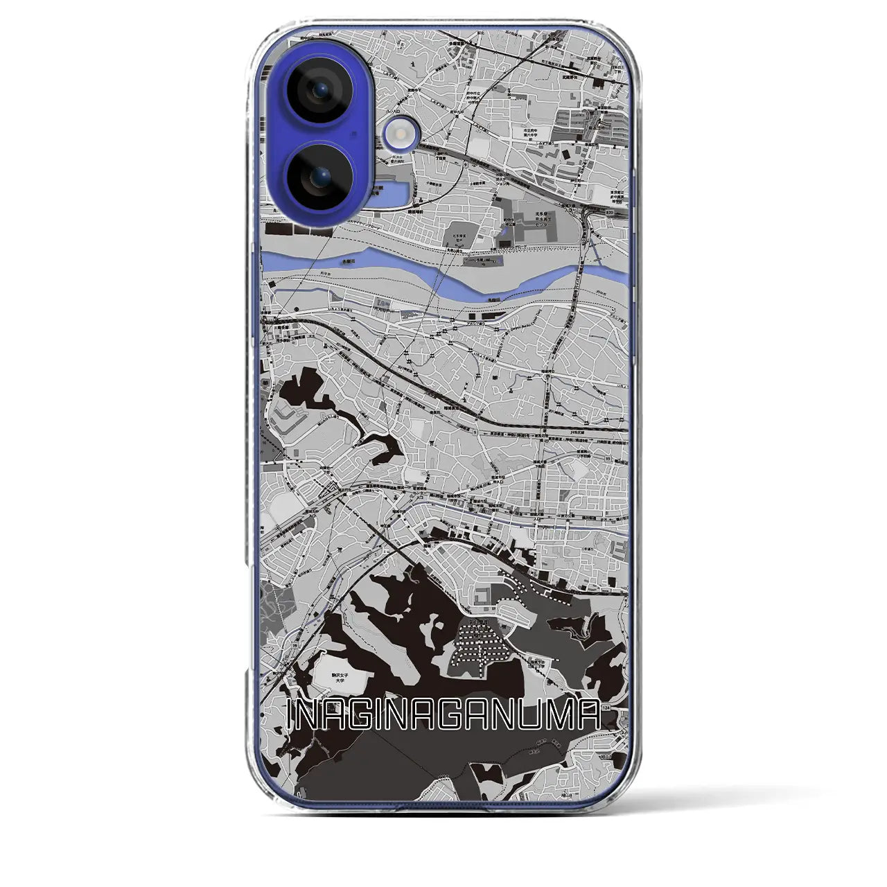 【稲城長沼(東京都)】地図柄iPhoneケース(クリアタイプ)
