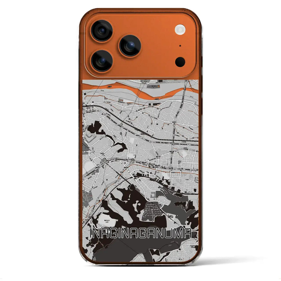 【稲城長沼(東京都)】地図柄iPhoneケース(クリアタイプ)モノトーン・iPhone 17 Pro Max 用