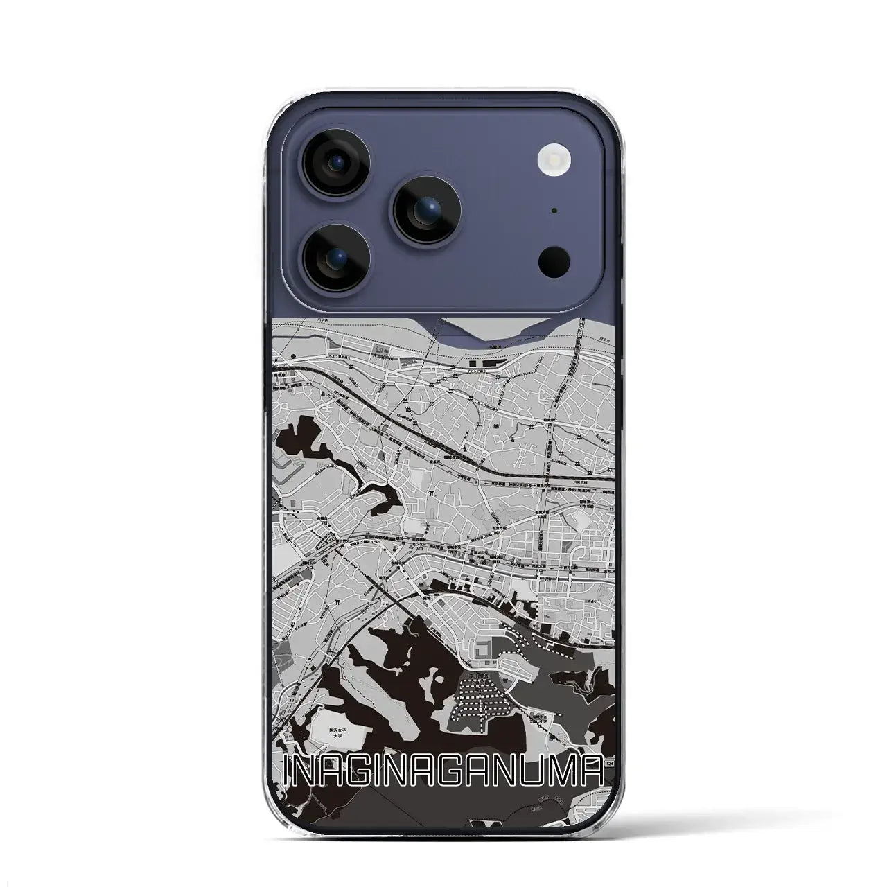 【稲城長沼(東京都)】地図柄iPhoneケース(クリアタイプ)モノトーン・iPhone 17 Pro Max 用