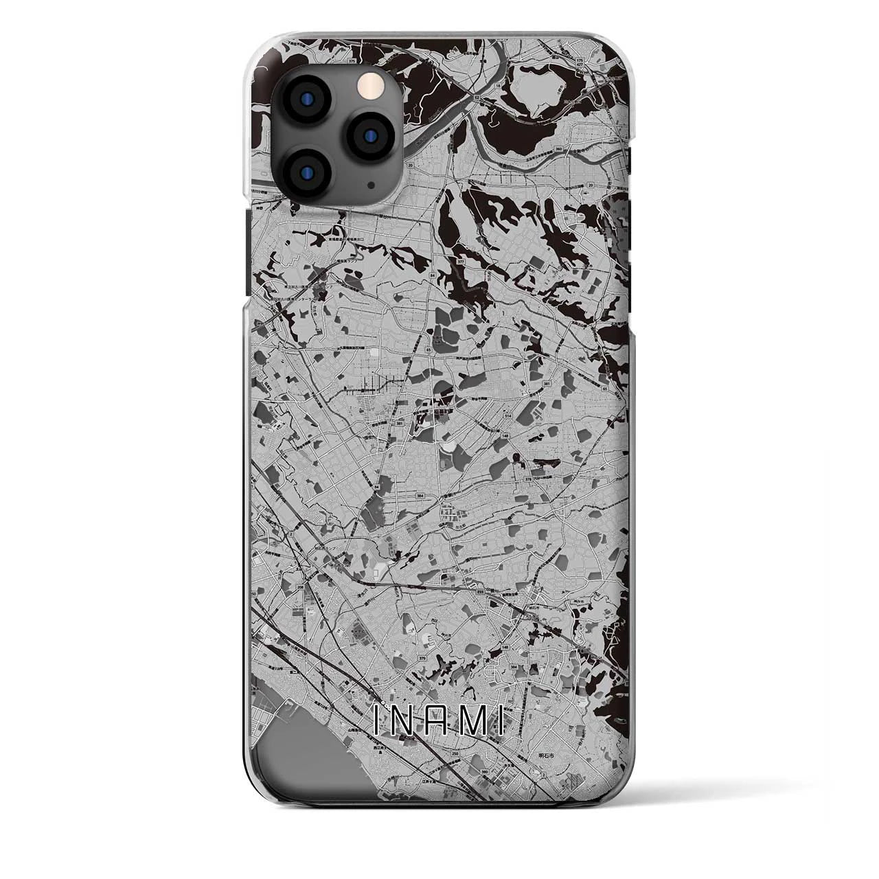 【稲美(兵庫県)】地図柄iPhoneケース(クリアタイプ)モノトーン・iPhone 11 Pro Max 用