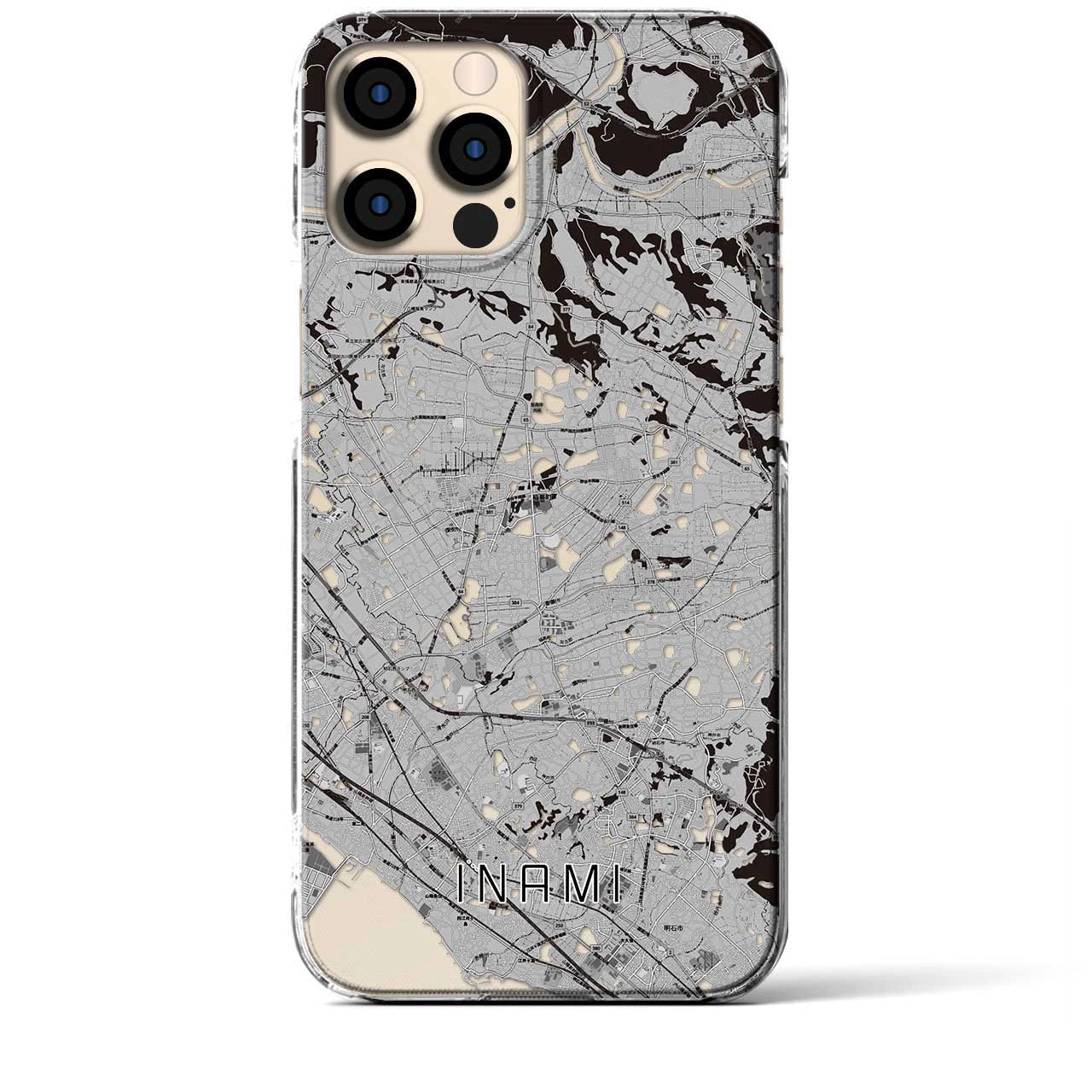 【稲美(兵庫県)】地図柄iPhoneケース(クリアタイプ)モノトーン・iPhone 12 Pro Max 用