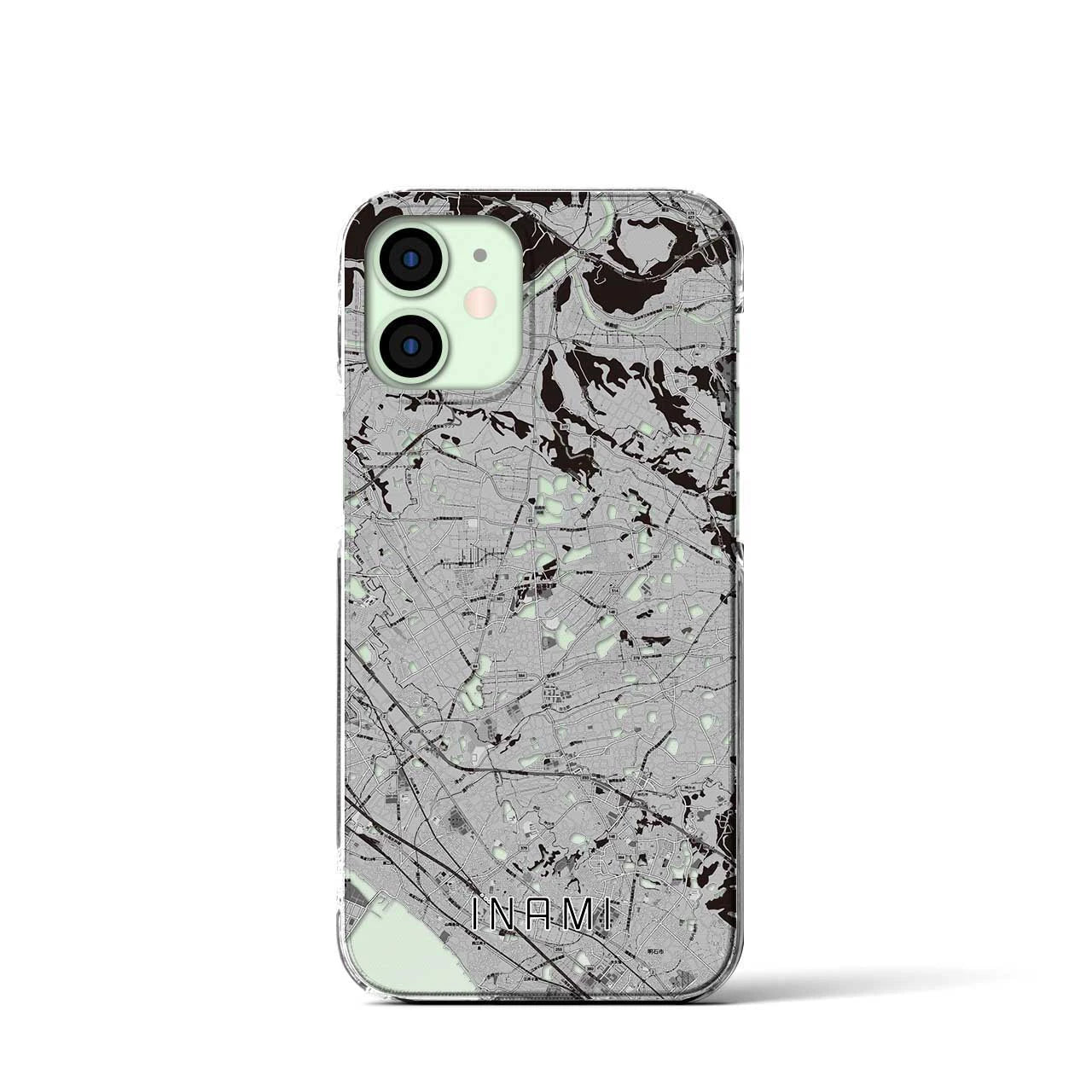 【稲美(兵庫県)】地図柄iPhoneケース(クリアタイプ)モノトーン・iPhone 12 mini 用