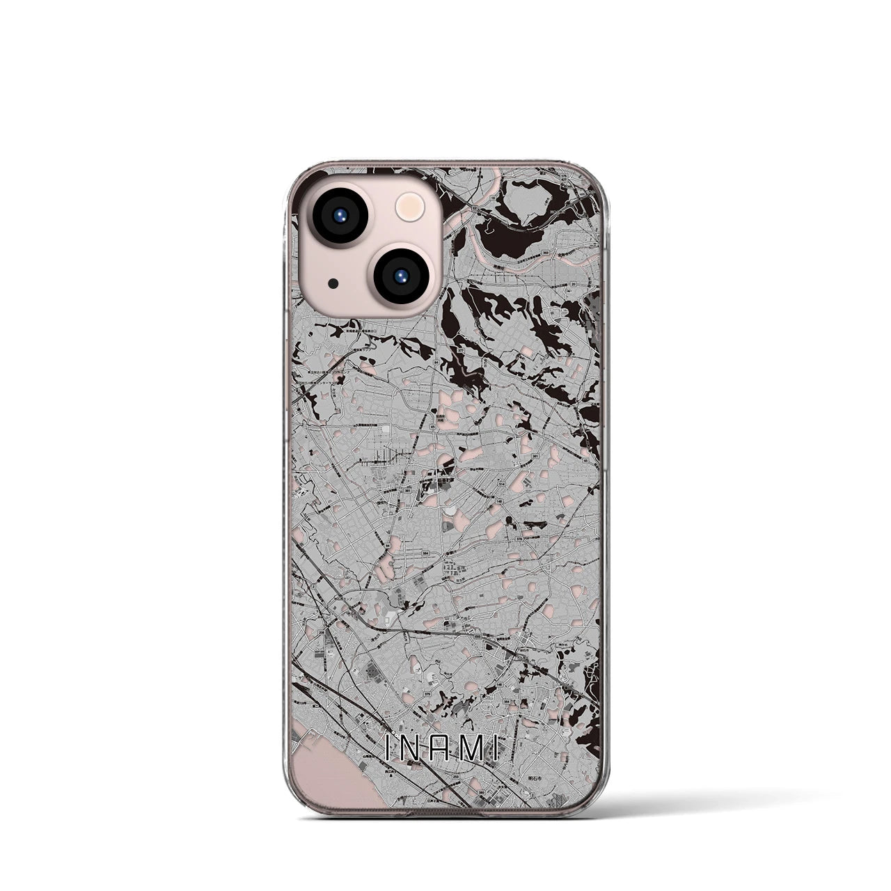 【稲美(兵庫県)】地図柄iPhoneケース(クリアタイプ)モノトーン・iPhone 13 mini 用