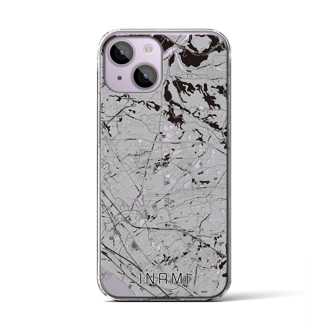 【稲美(兵庫県)】地図柄iPhoneケース(クリアタイプ)モノトーン・iPhone 14 用