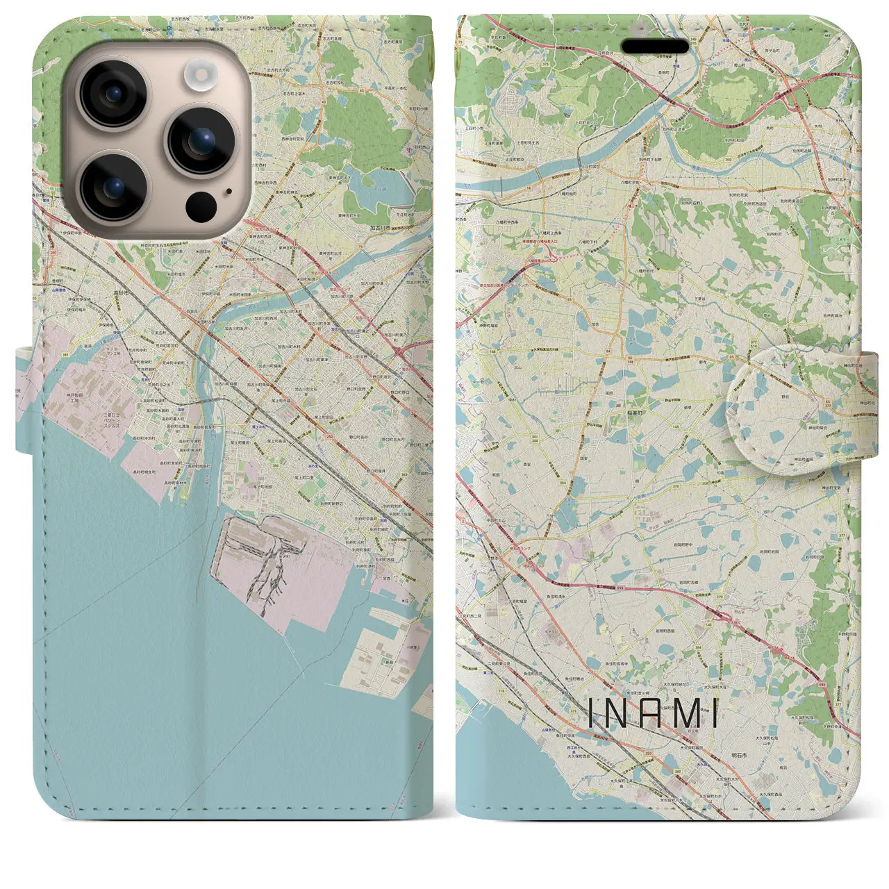 【稲美(兵庫県)】地図柄iPhoneケース(手帳タイプ)ナチュラル・iPhone 16 Plus 用