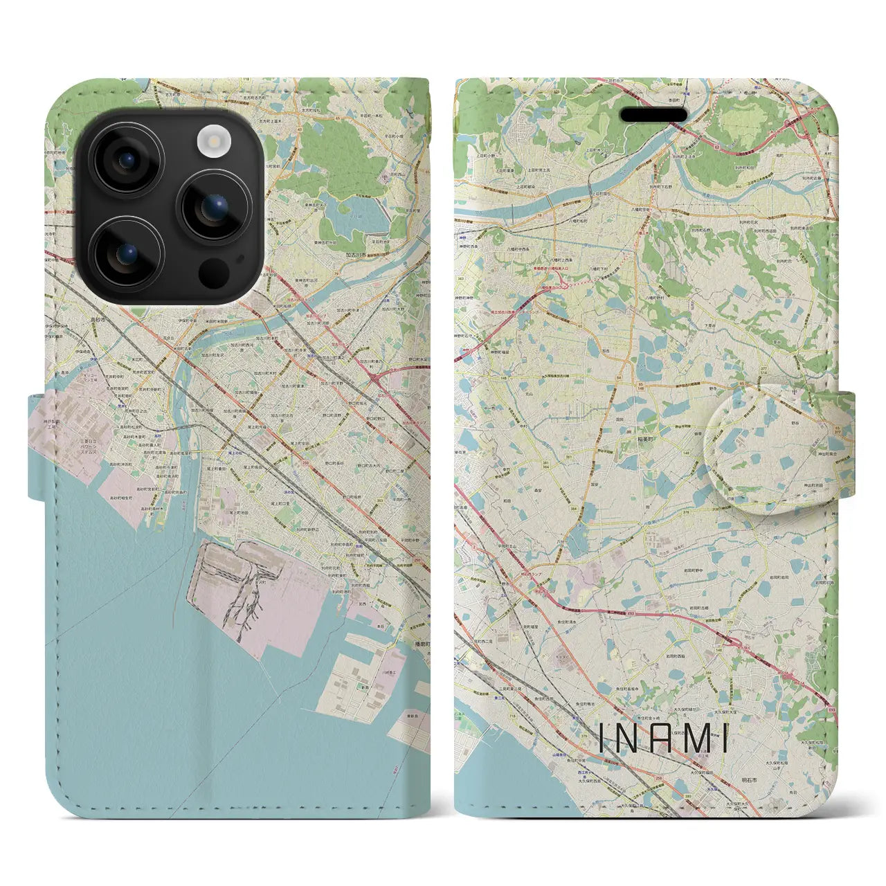 【稲美(兵庫県)】地図柄iPhoneケース(手帳タイプ)ナチュラル・iPhone 16 用