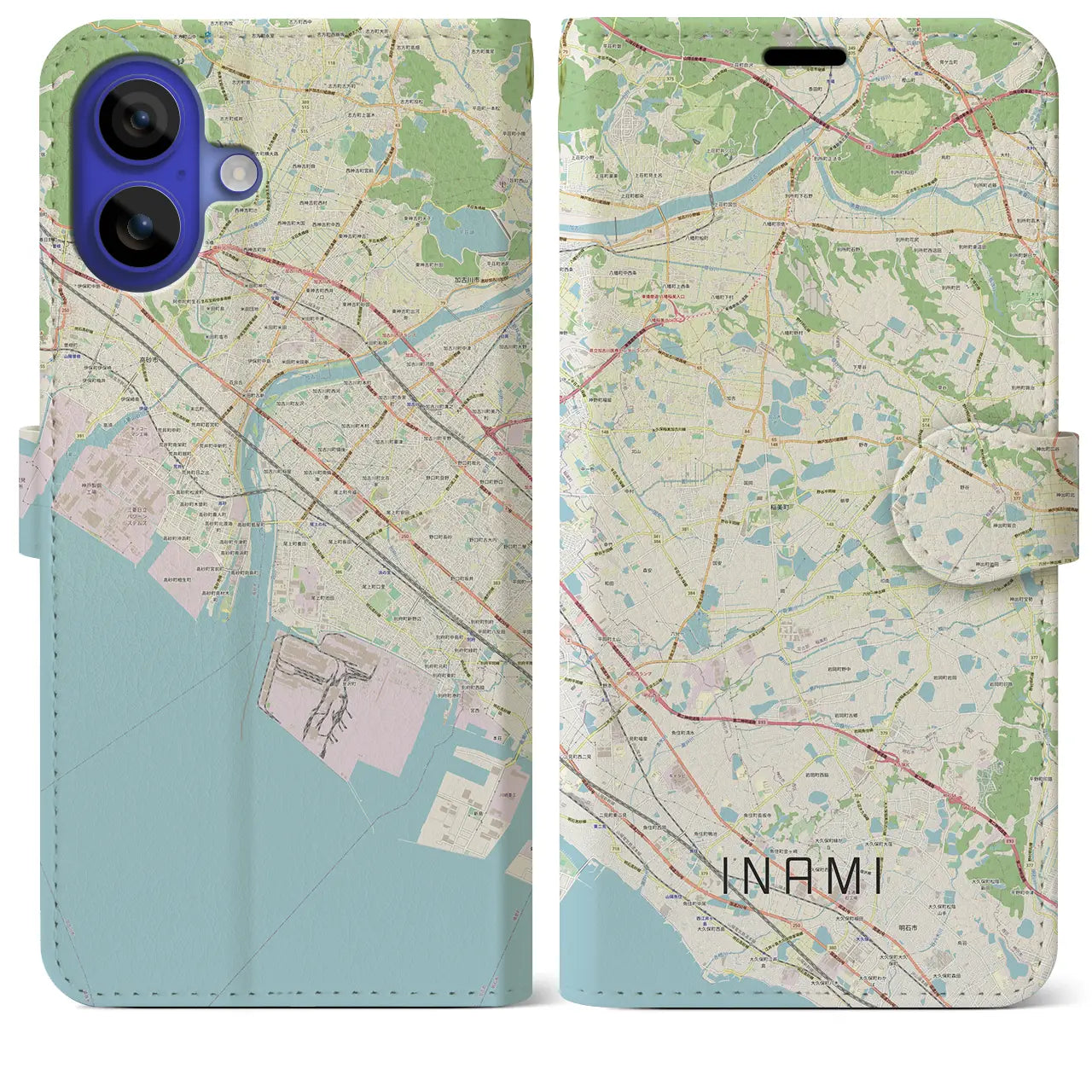 【稲美(兵庫県)】地図柄iPhoneケース(手帳タイプ)ナチュラル・iPhone 16 Pro Max 用