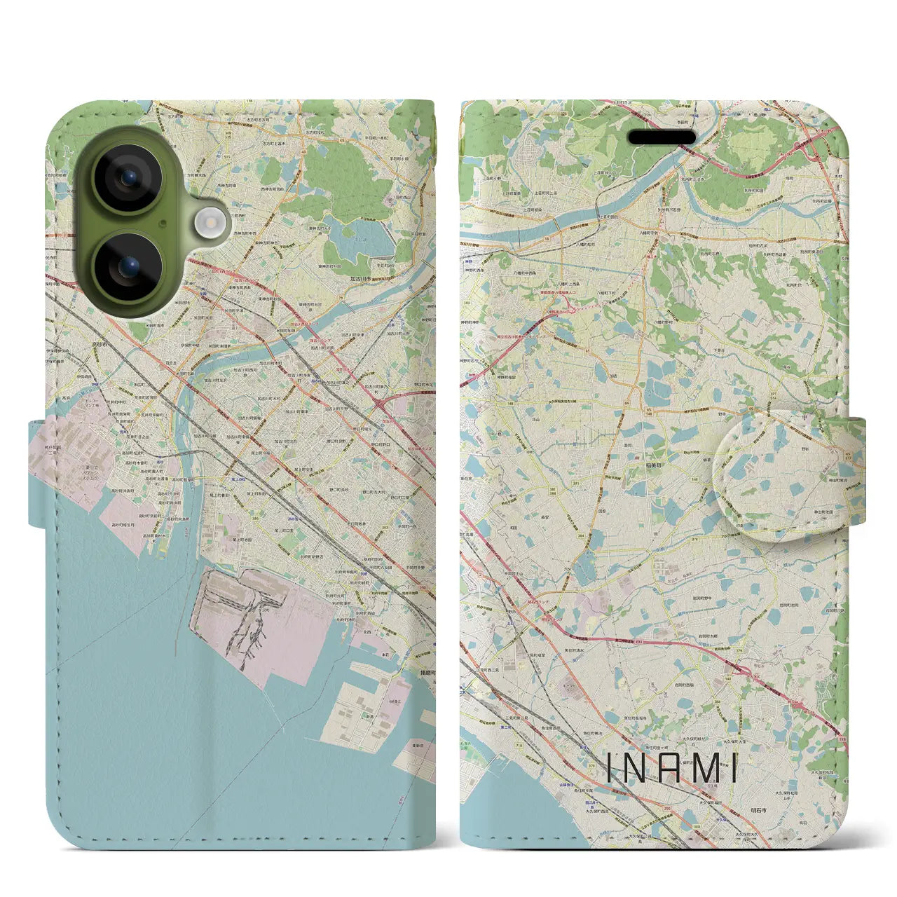 【稲美(兵庫県)】地図柄iPhoneケース(手帳タイプ)モノトーン・iPhone 17 Pro Max 用