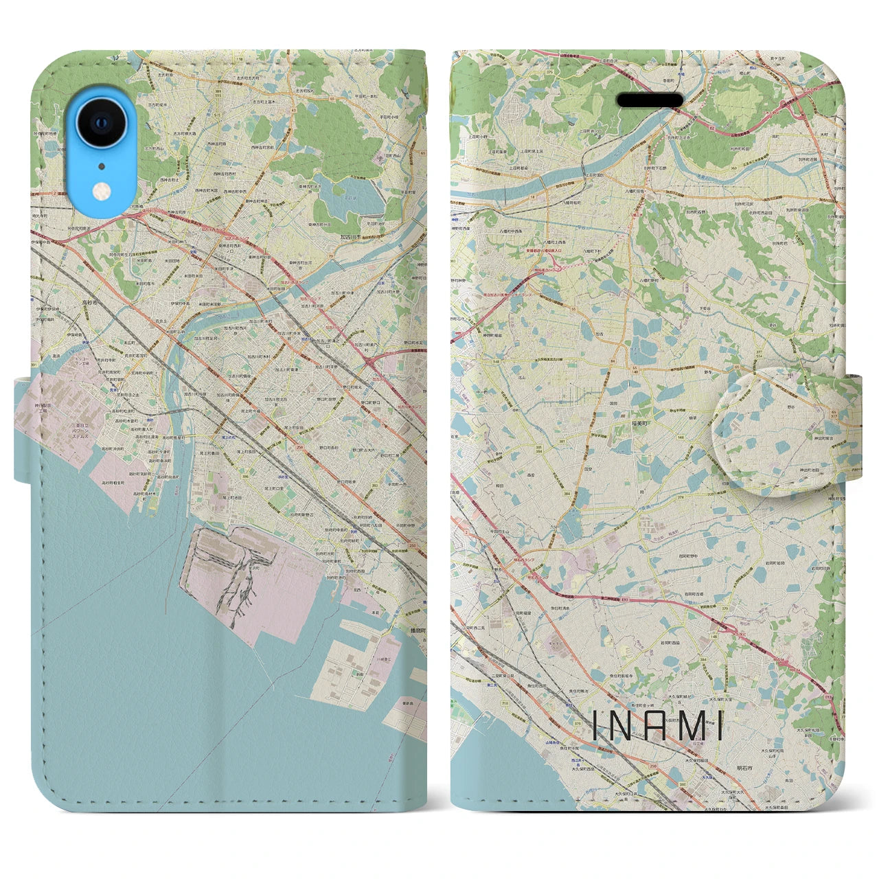 【稲美(兵庫県)】地図柄iPhoneケース(手帳タイプ)ナチュラル・iPhone XR 用
