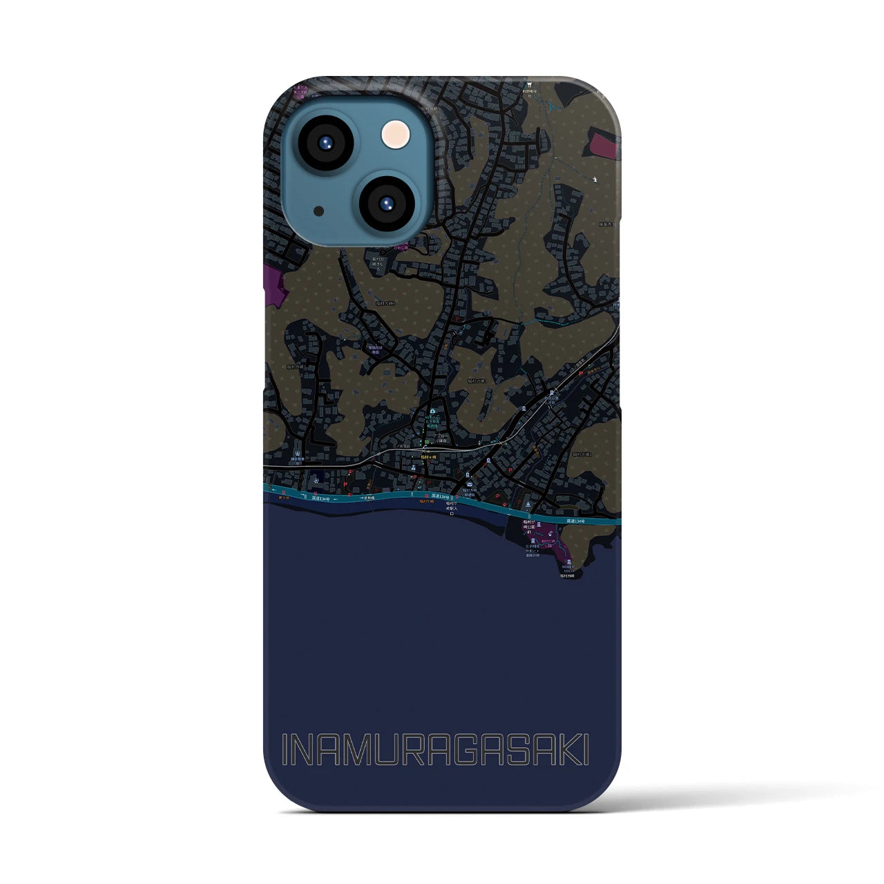 【稲村ヶ崎(神奈川県)】地図柄iPhoneケース(バックカバータイプ)
