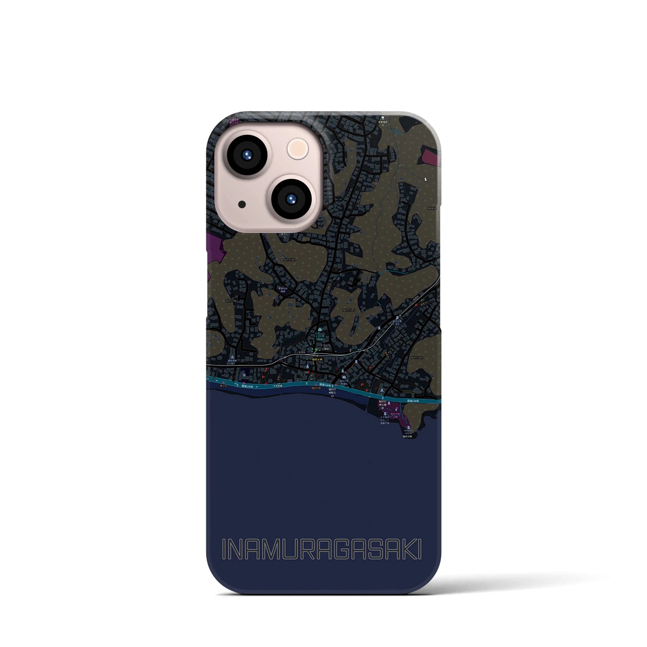 【稲村ヶ崎(神奈川県)】地図柄iPhoneケース(バックカバータイプ)