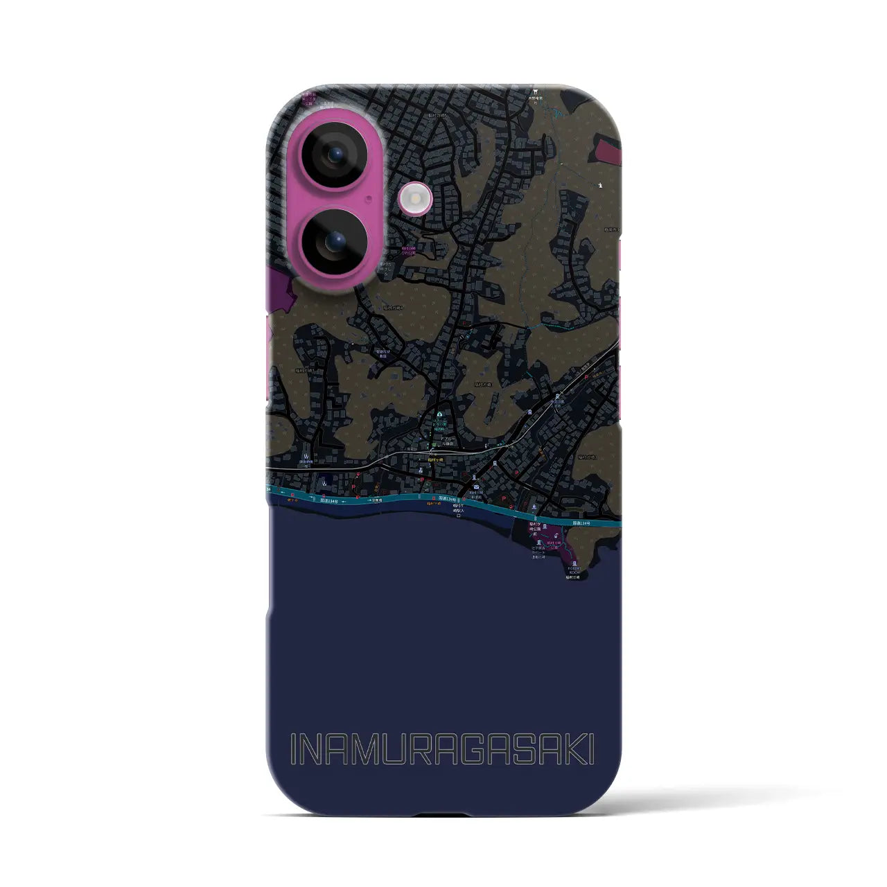 【稲村ヶ崎(神奈川県)】地図柄iPhoneケース(バックカバータイプ)