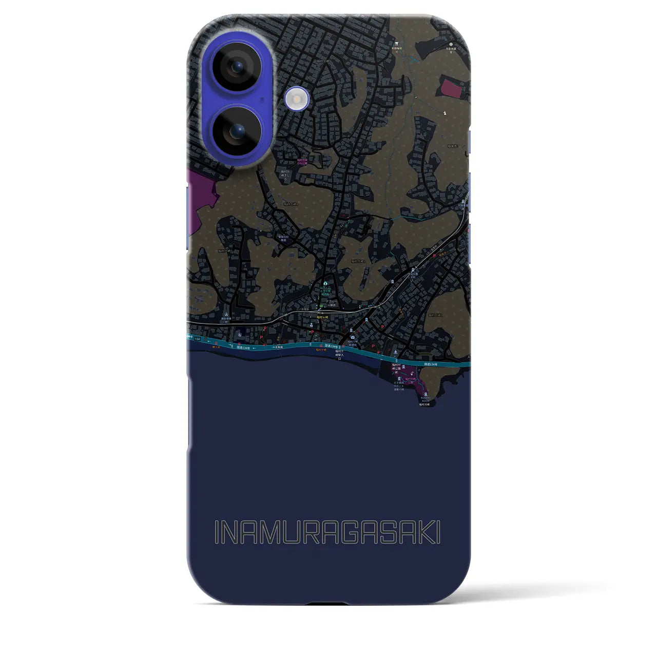 【稲村ヶ崎(神奈川県)】地図柄iPhoneケース(バックカバータイプ)