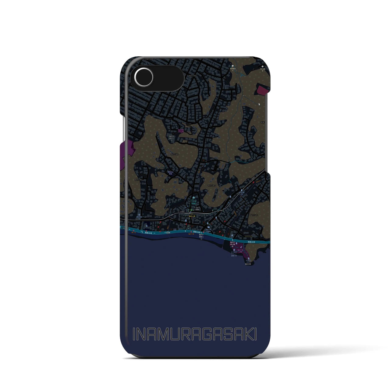【稲村ヶ崎(神奈川県)】地図柄iPhoneケース(バックカバータイプ)