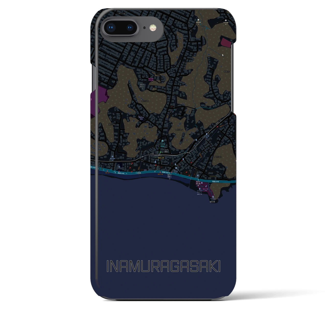 【稲村ヶ崎(神奈川県)】地図柄iPhoneケース(バックカバータイプ)