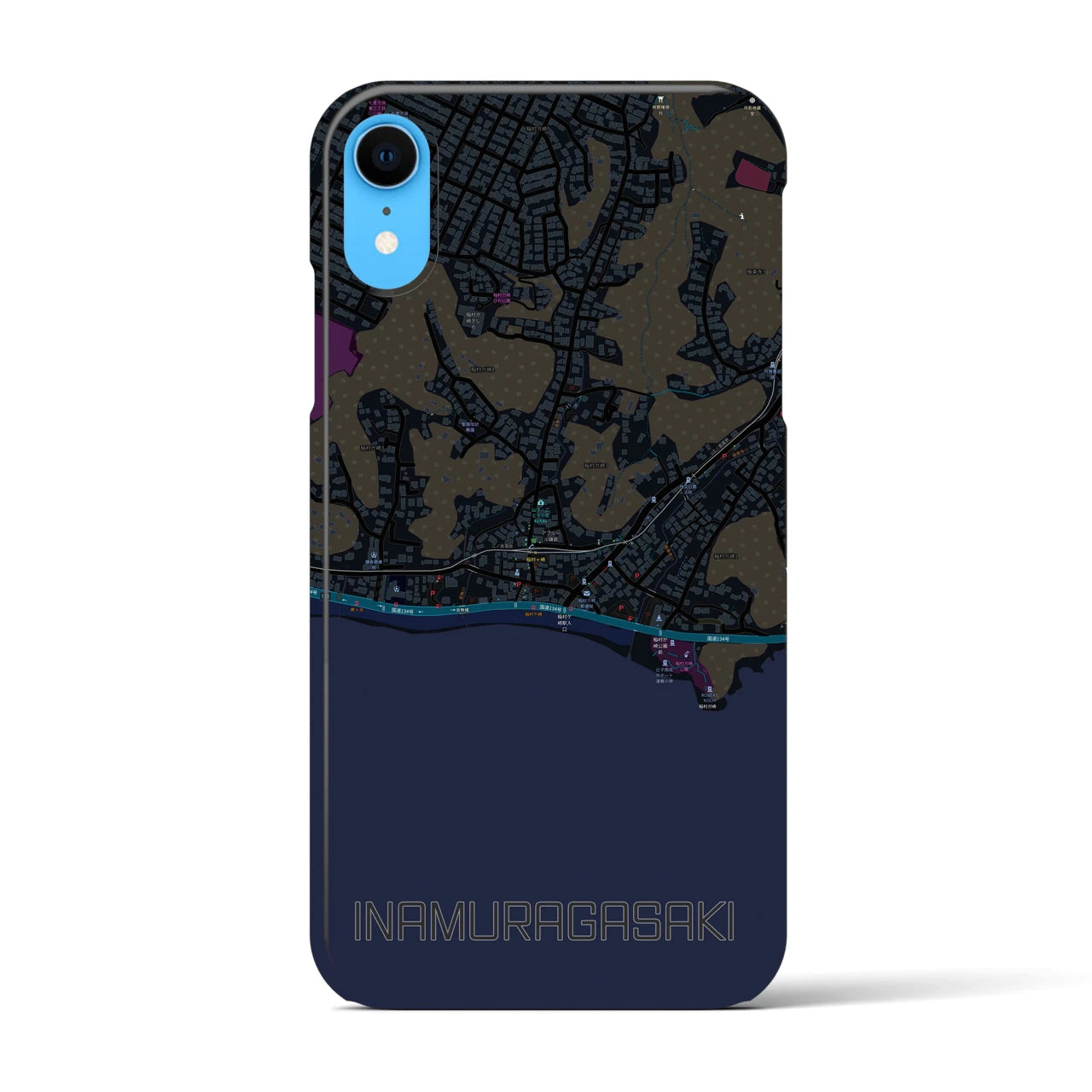 【稲村ヶ崎(神奈川県)】地図柄iPhoneケース(バックカバータイプ)