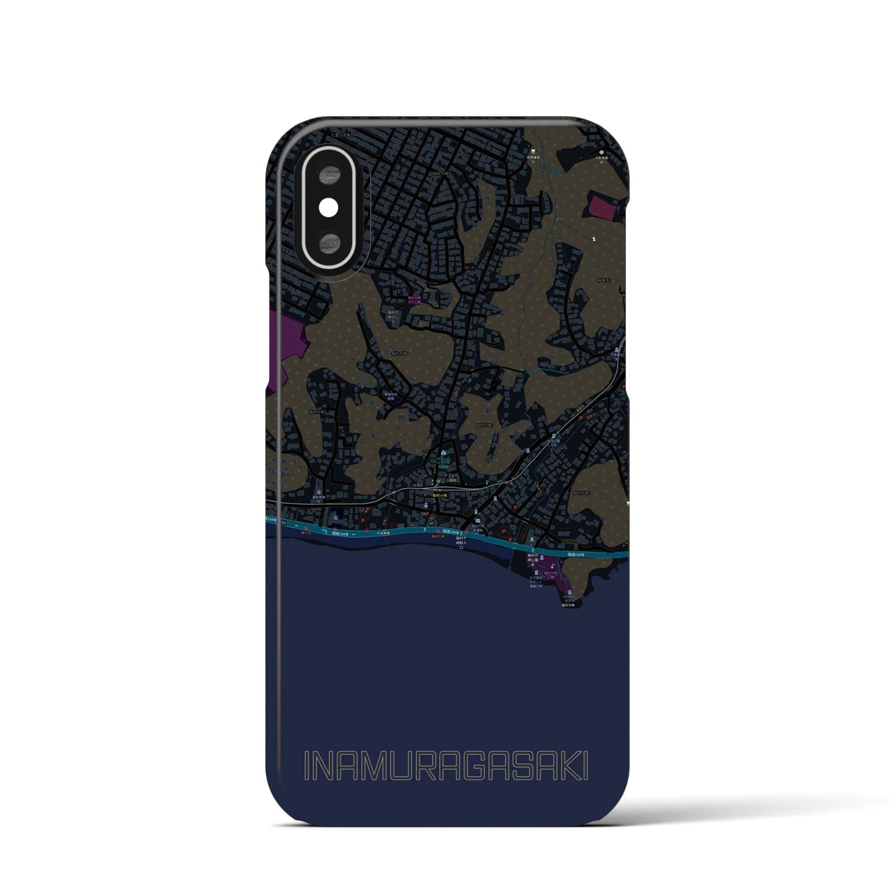 【稲村ヶ崎(神奈川県)】地図柄iPhoneケース(バックカバータイプ)