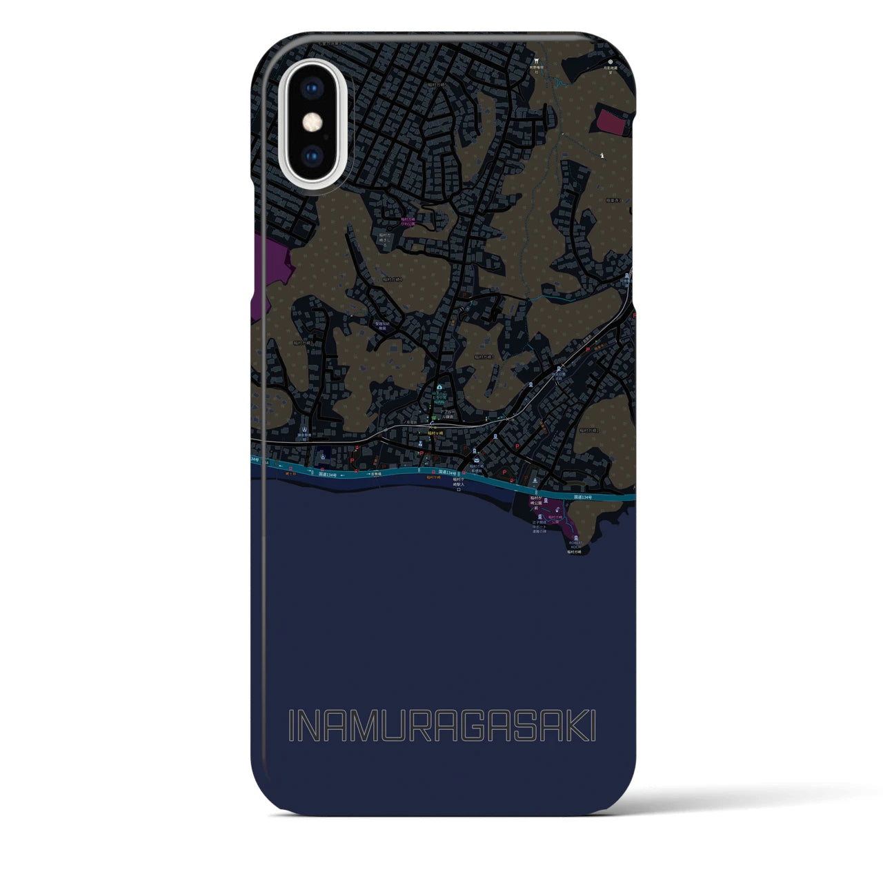 【稲村ヶ崎(神奈川県)】地図柄iPhoneケース(バックカバータイプ)