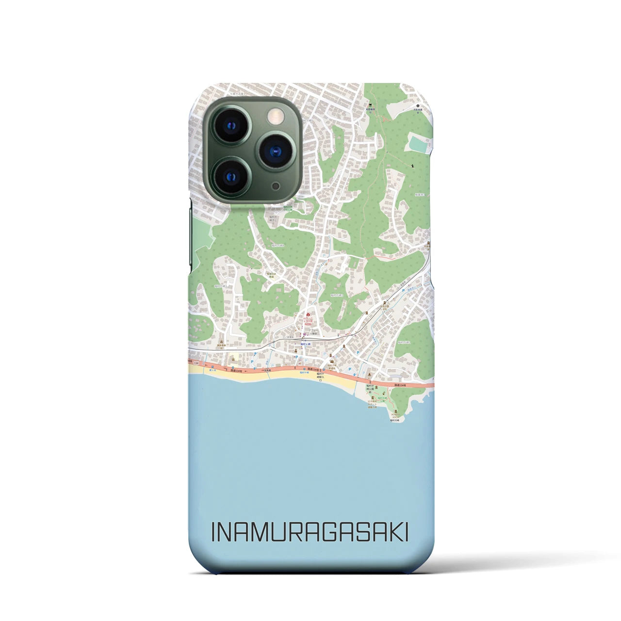 【稲村ヶ崎(神奈川県)】地図柄iPhoneケース(バックカバータイプ)