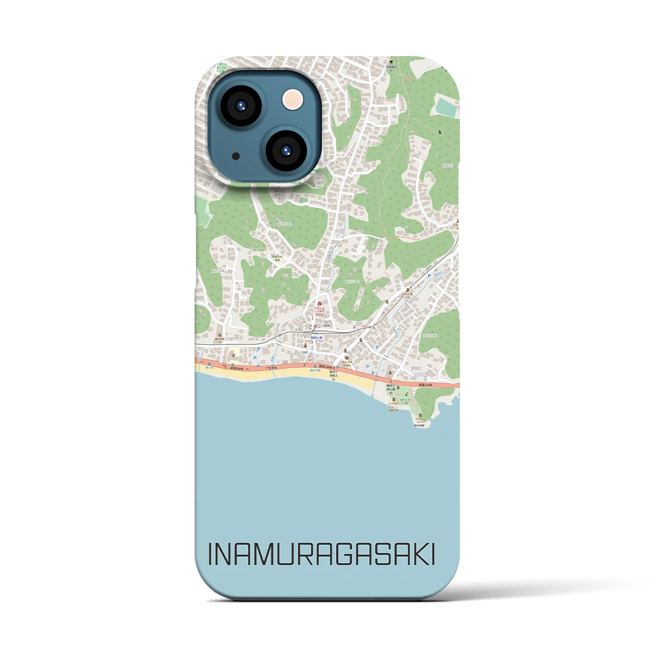 【稲村ヶ崎(神奈川県)】地図柄iPhoneケース(バックカバータイプ)