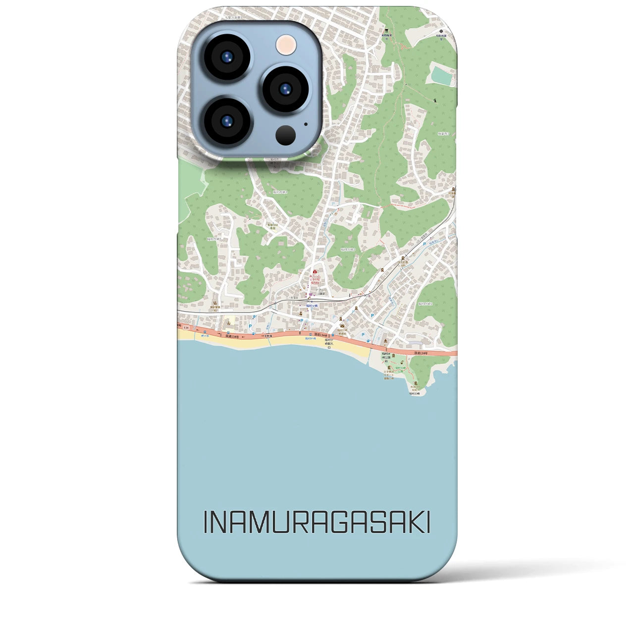 【稲村ヶ崎(神奈川県)】地図柄iPhoneケース(バックカバータイプ)