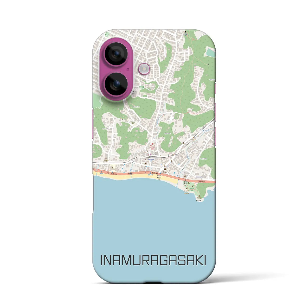 【稲村ヶ崎(神奈川県)】地図柄iPhoneケース(バックカバータイプ)