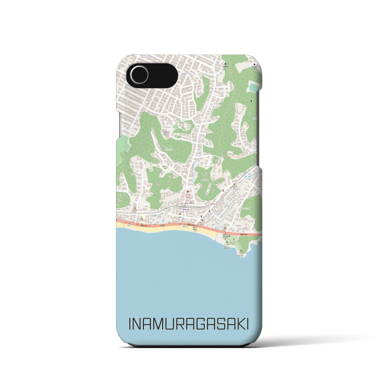 【稲村ヶ崎(神奈川県)】地図柄iPhoneケース(バックカバータイプ)