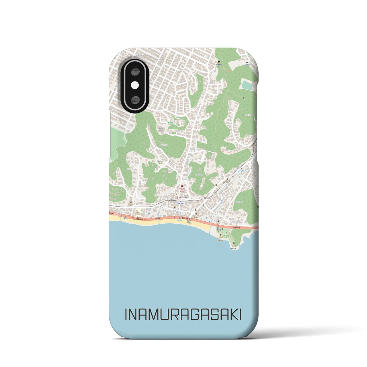【稲村ヶ崎(神奈川県)】地図柄iPhoneケース(バックカバータイプ)