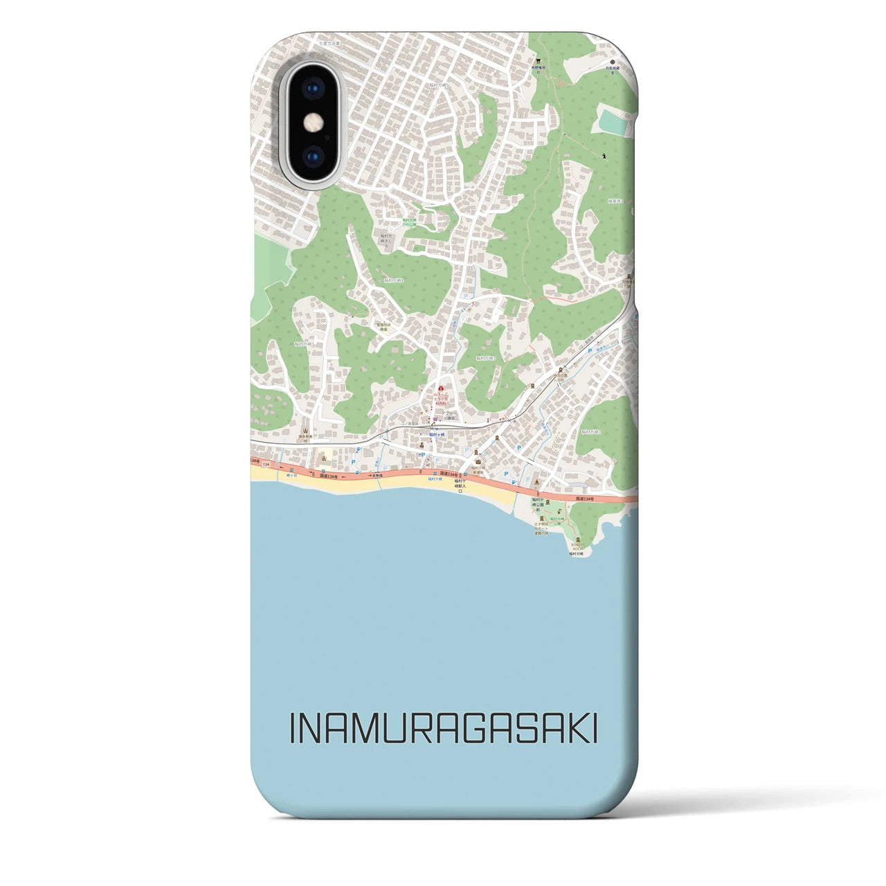 【稲村ヶ崎(神奈川県)】地図柄iPhoneケース(バックカバータイプ)