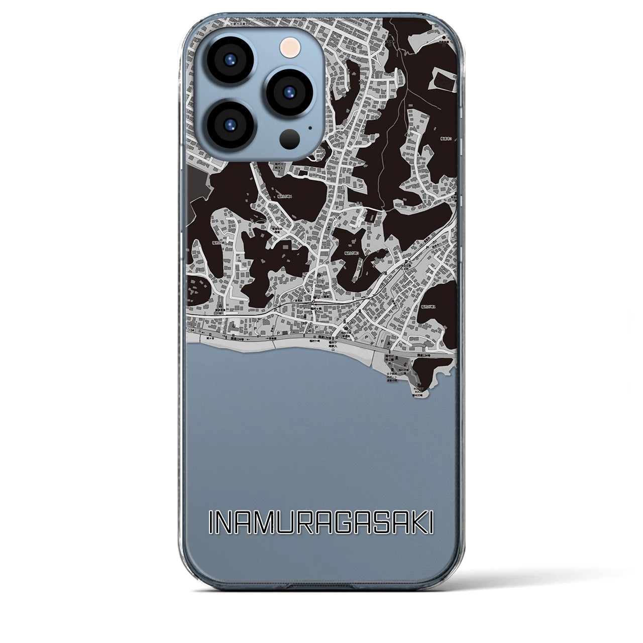 【稲村ヶ崎(神奈川県)】地図柄iPhoneケース(クリアタイプ)