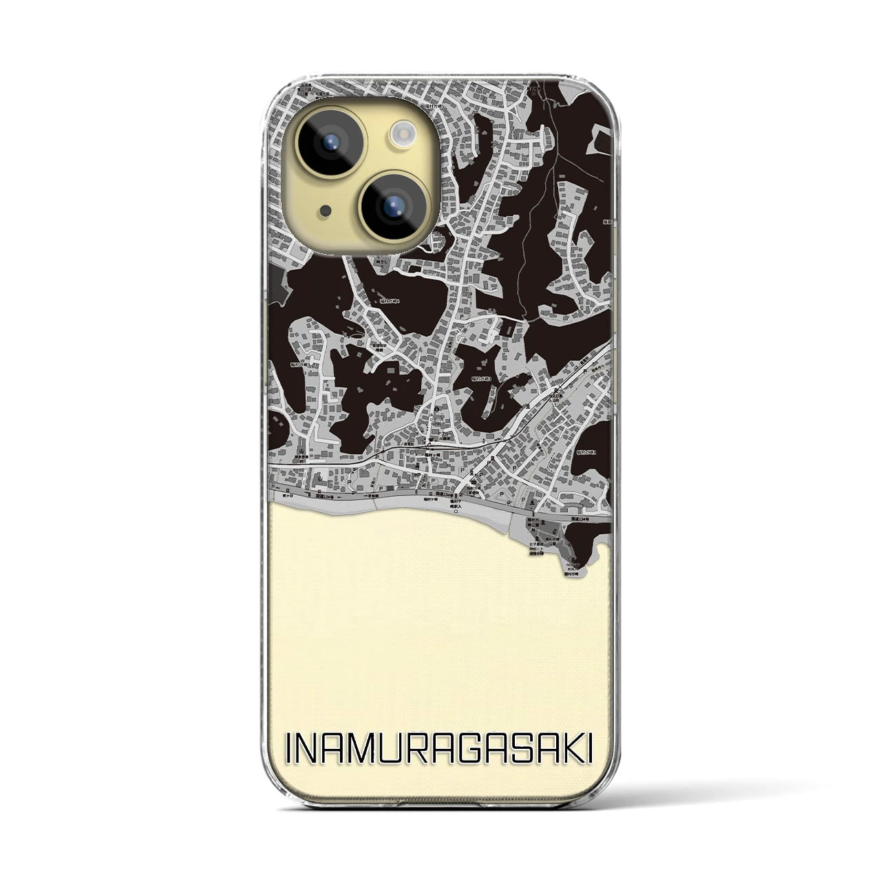 【稲村ヶ崎(神奈川県)】地図柄iPhoneケース(クリアタイプ)