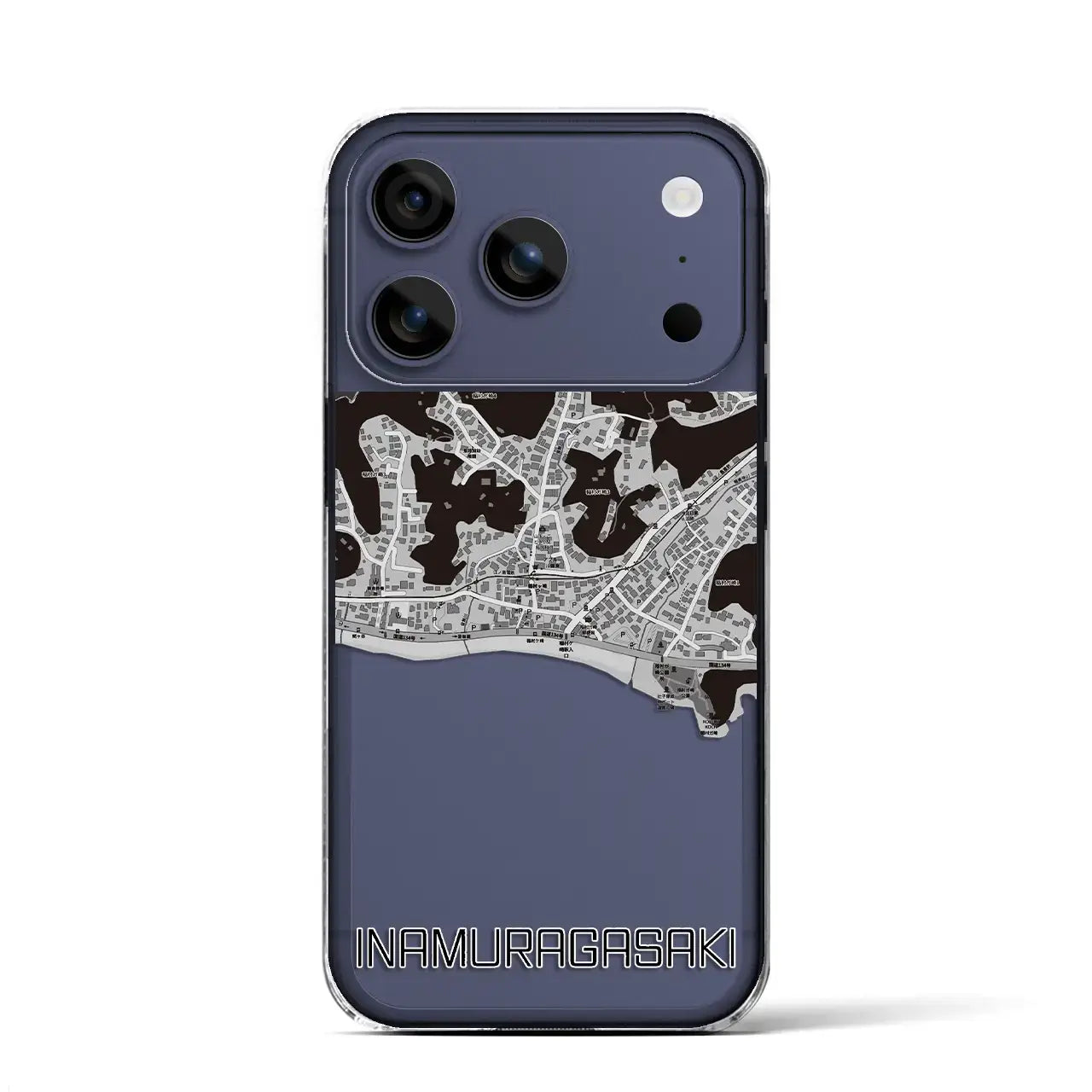 【稲村ヶ崎(神奈川県)】地図柄iPhoneケース(クリアタイプ)モノトーン・iPhone 17 Pro Max 用