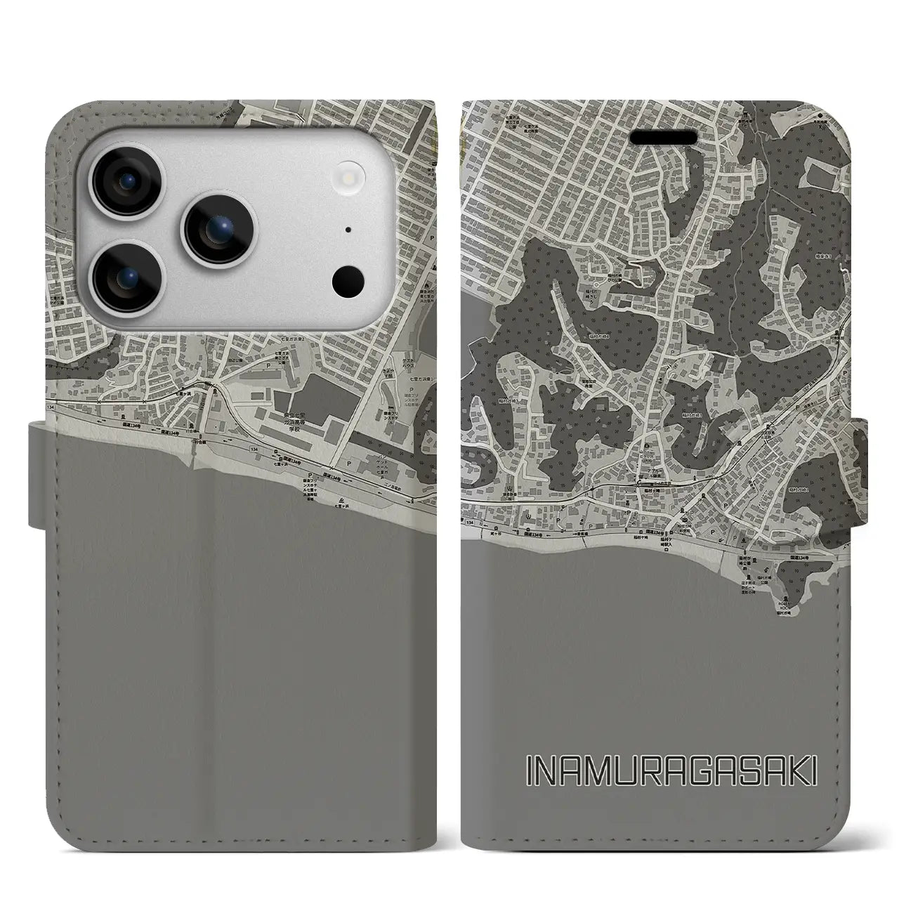 【稲村ヶ崎(神奈川県)】地図柄iPhoneケース(手帳タイプ)