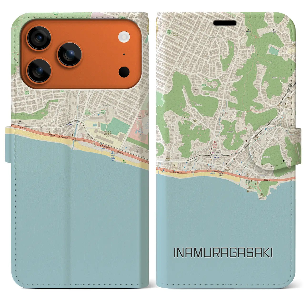 【稲村ヶ崎(神奈川県)】地図柄iPhoneケース(手帳タイプ)