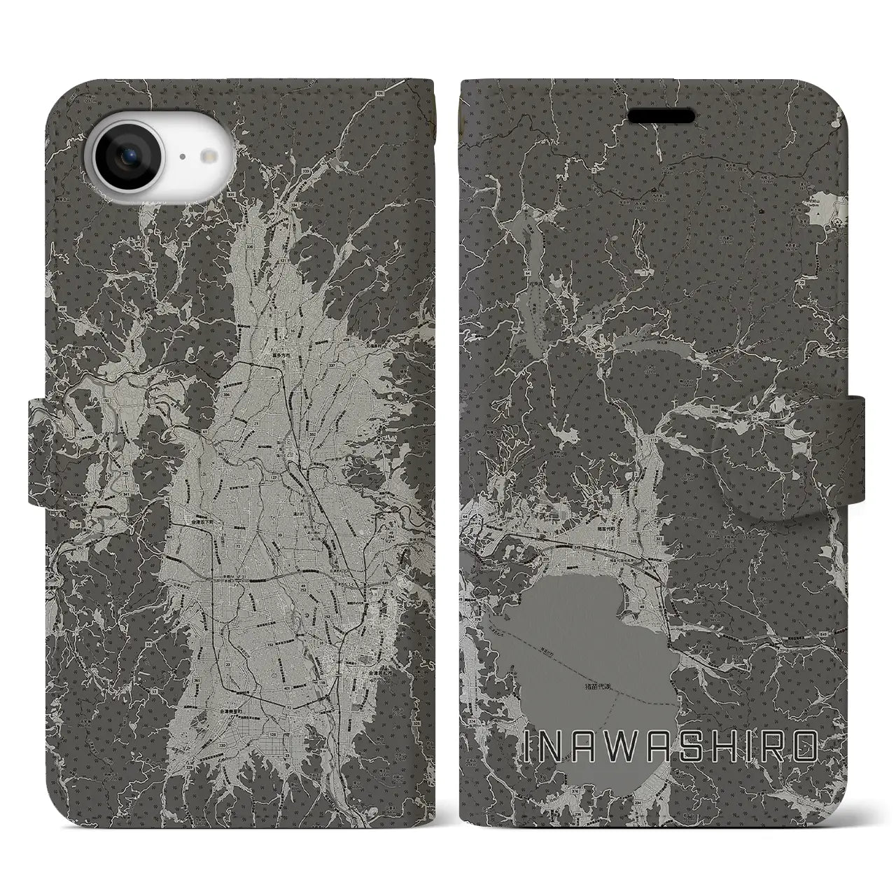 【猪苗代(福島県)】地図柄iPhoneケース(手帳タイプ)