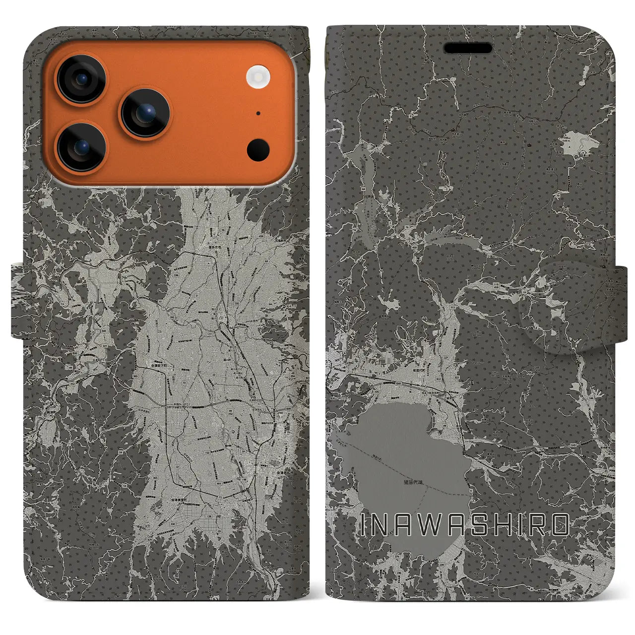 【猪苗代(福島県)】地図柄iPhoneケース(手帳タイプ)