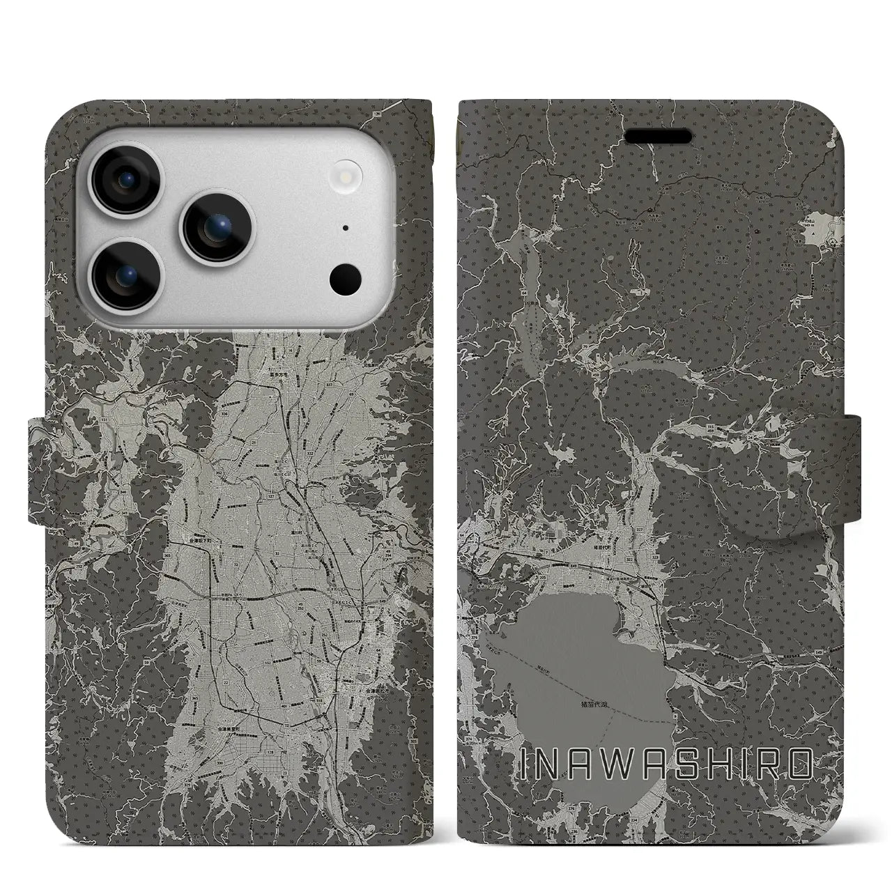 【猪苗代(福島県)】地図柄iPhoneケース(手帳タイプ)