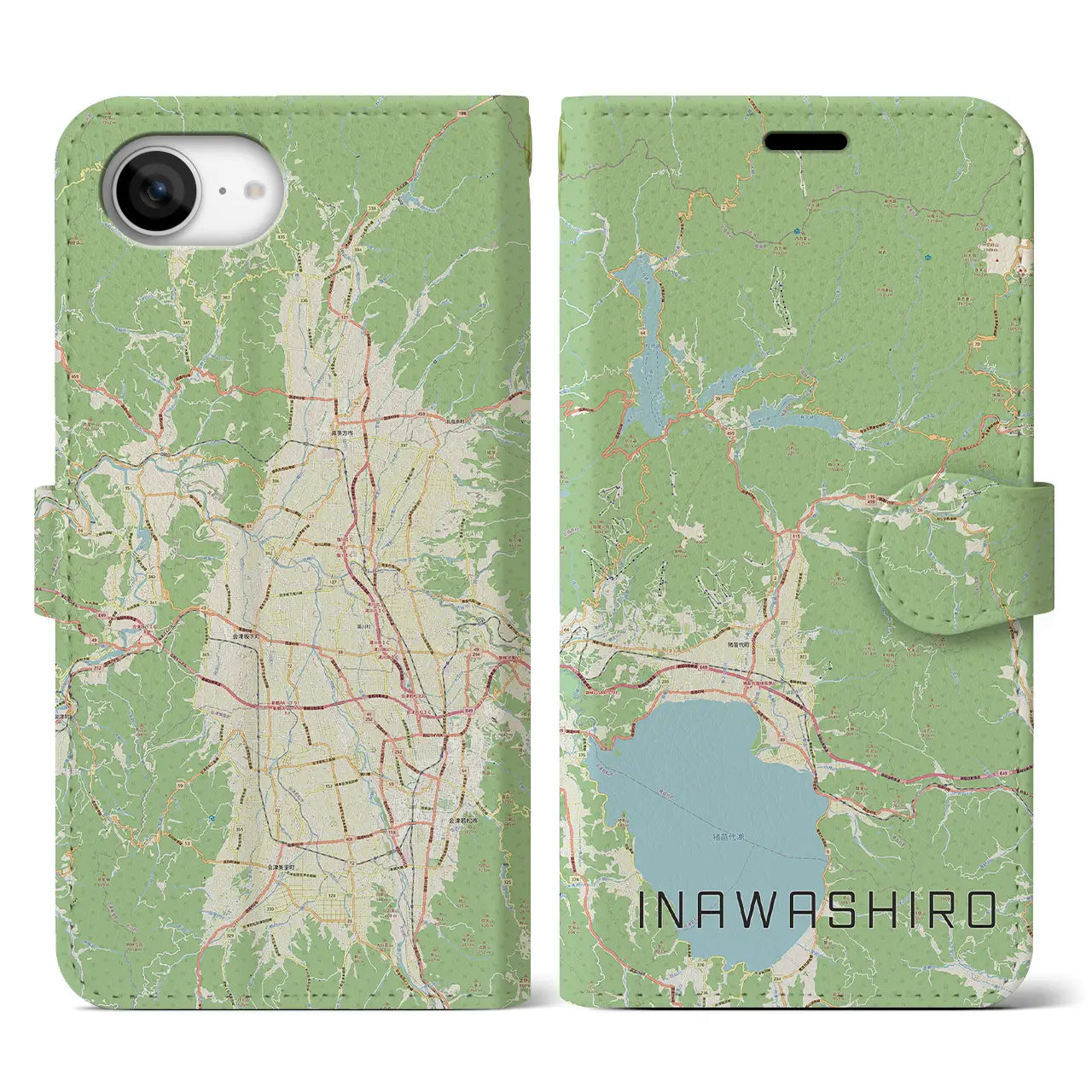 【猪苗代(福島県)】地図柄iPhoneケース(手帳タイプ)