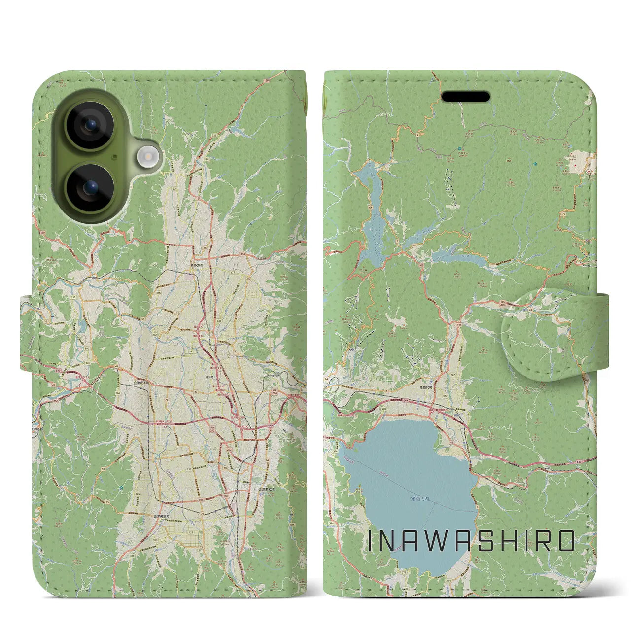 【猪苗代(福島県)】地図柄iPhoneケース(手帳タイプ)