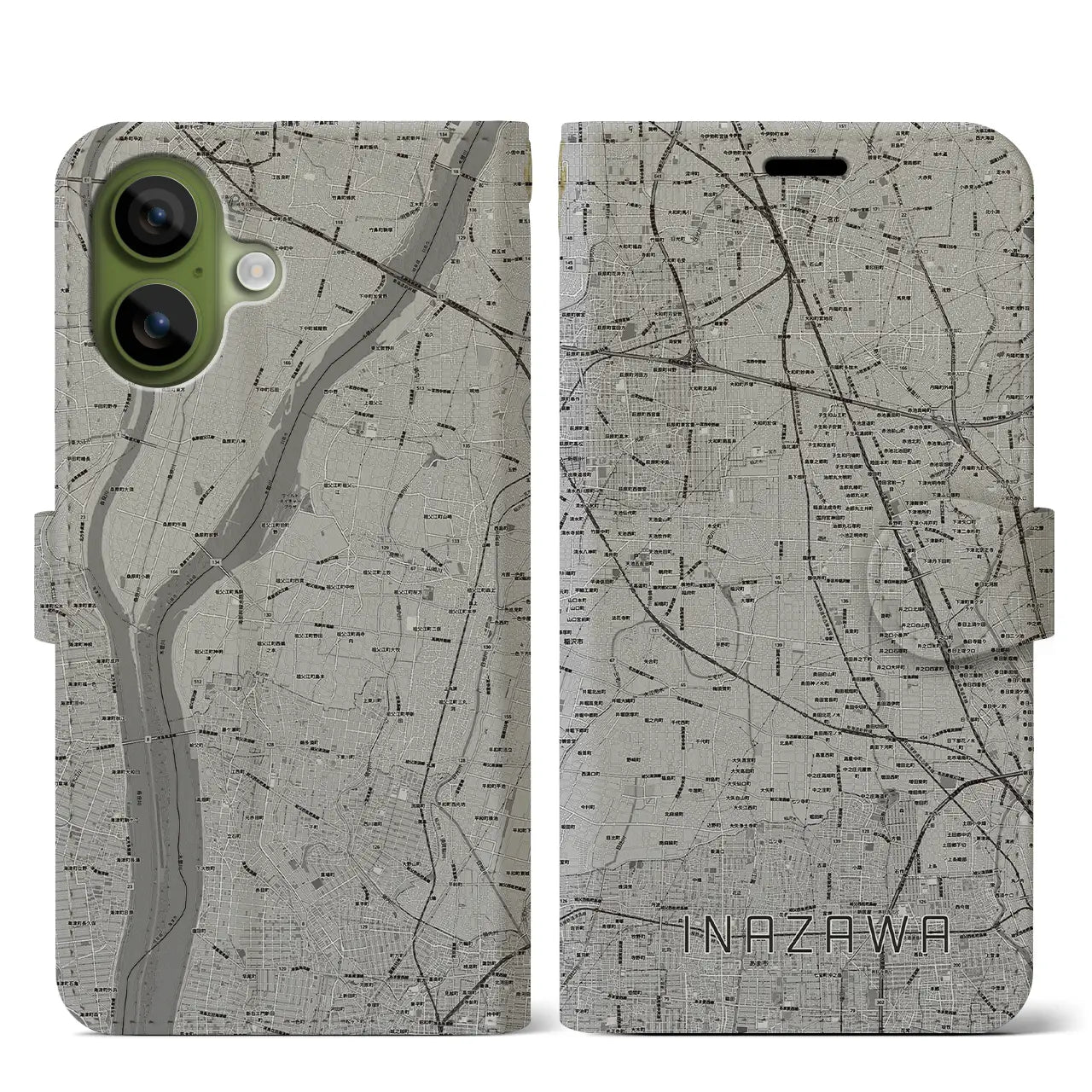 【稲沢(愛知県)】地図柄iPhoneケース(手帳タイプ)