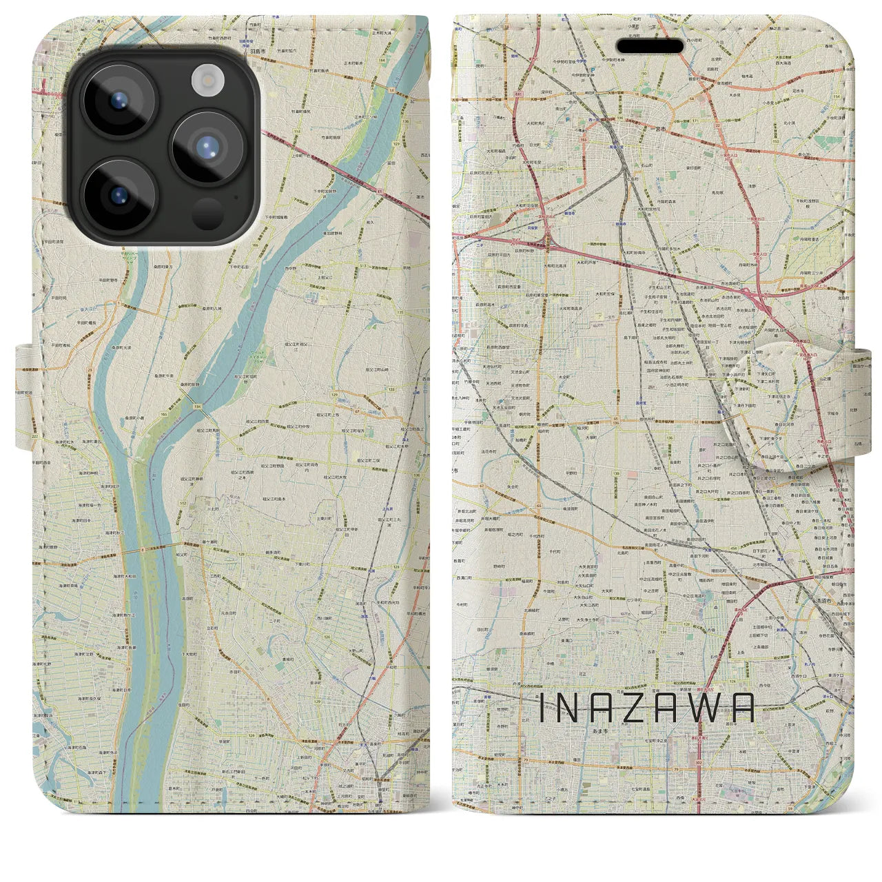 【稲沢(愛知県)】地図柄iPhoneケース(手帳タイプ)