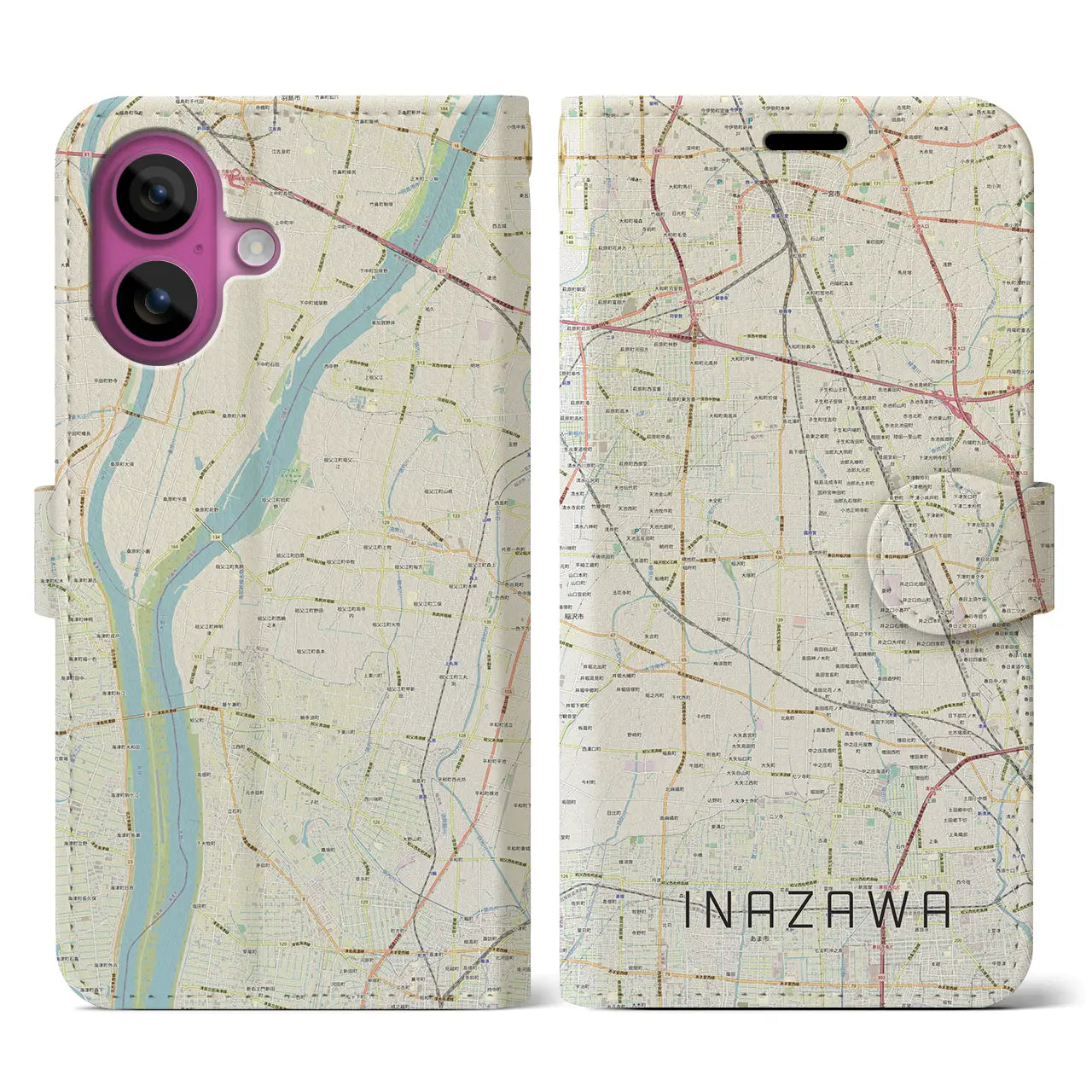 【稲沢(愛知県)】地図柄iPhoneケース(手帳タイプ)