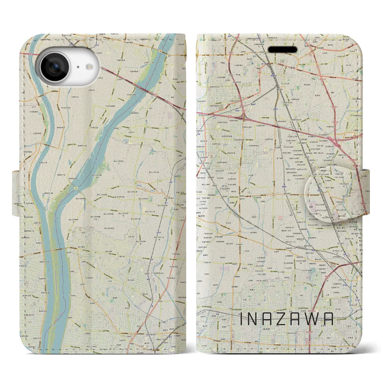 【稲沢(愛知県)】地図柄iPhoneケース(手帳タイプ)