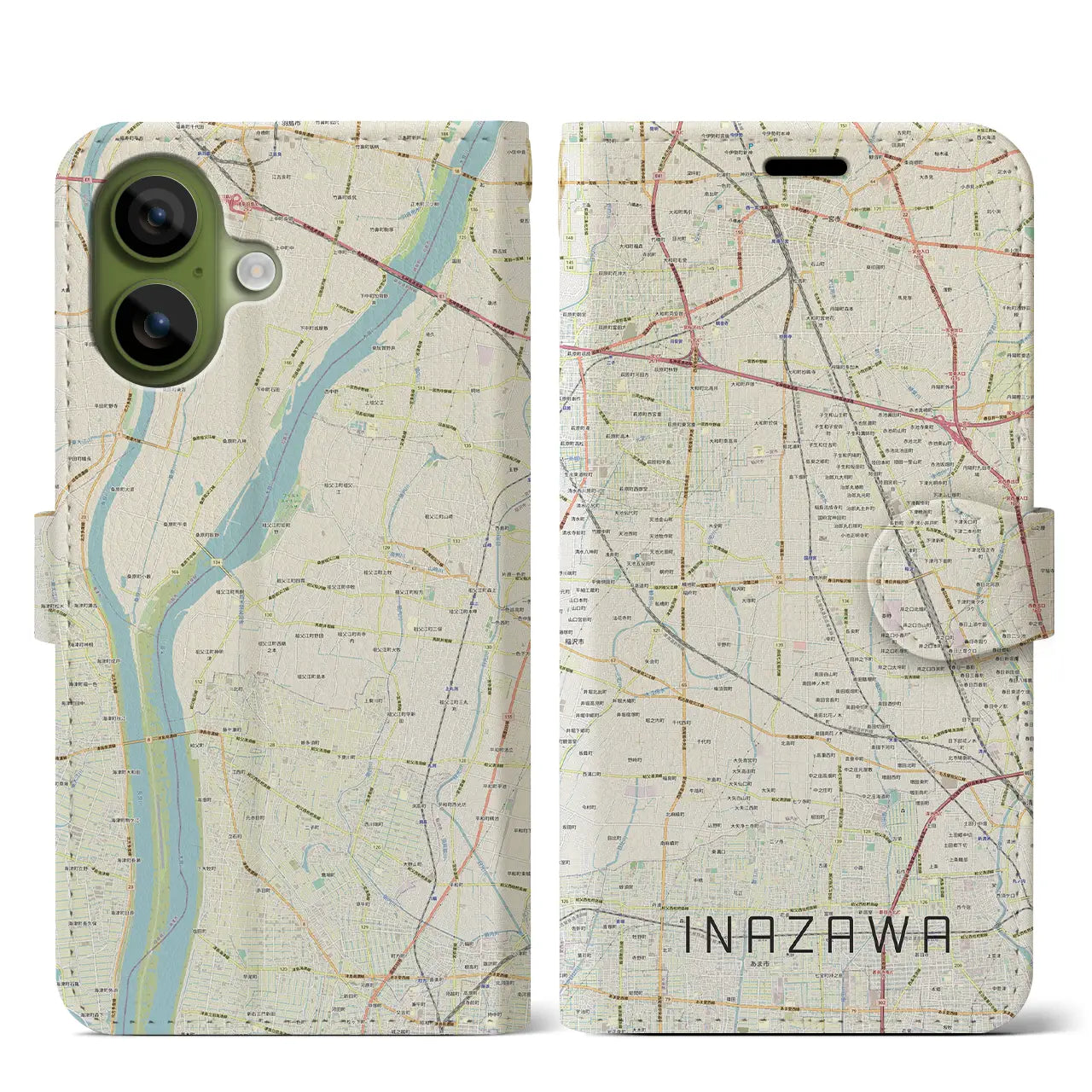 【稲沢(愛知県)】地図柄iPhoneケース(手帳タイプ)