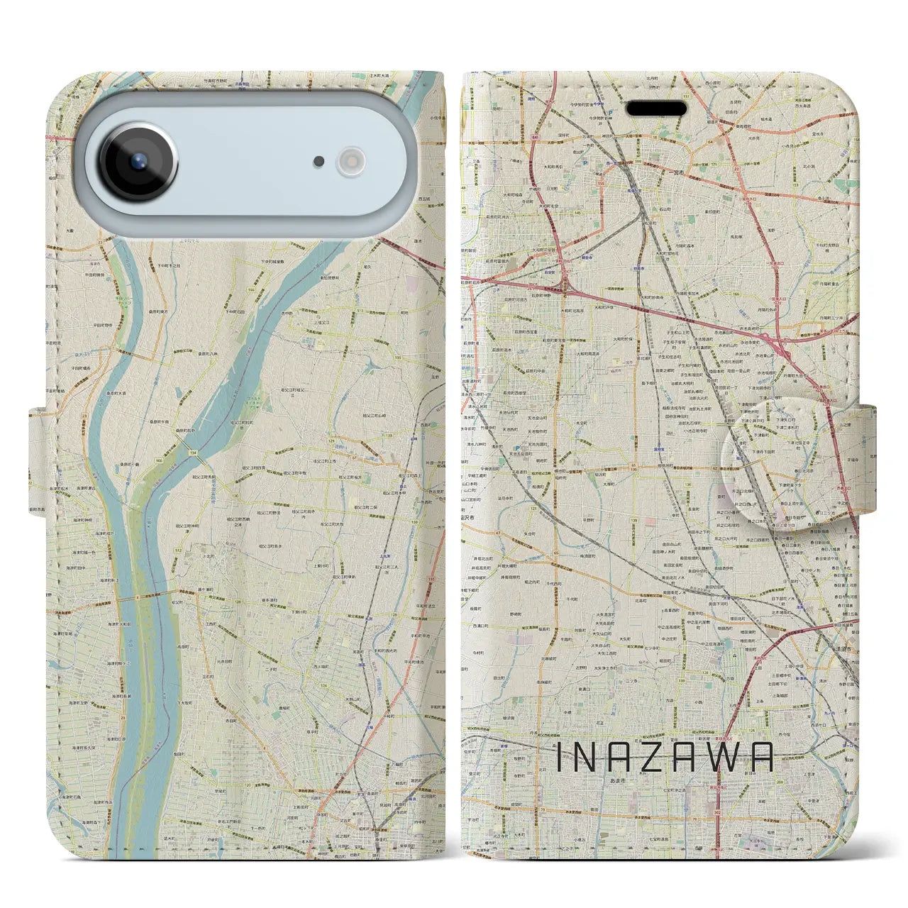 【稲沢(愛知県)】地図柄iPhoneケース(手帳タイプ)